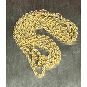14k solid yellow gold twisted 1.5mm chain long necklace 20” weight 4.48g